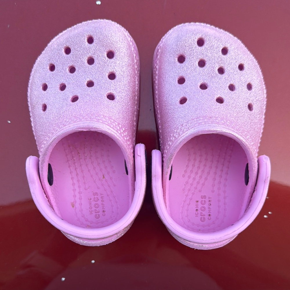 Toddler Pink Glitter Crocs